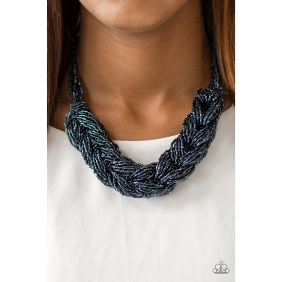 Elegant Braided Beaded Choker Chunky Necklace - Picture 2 of 6